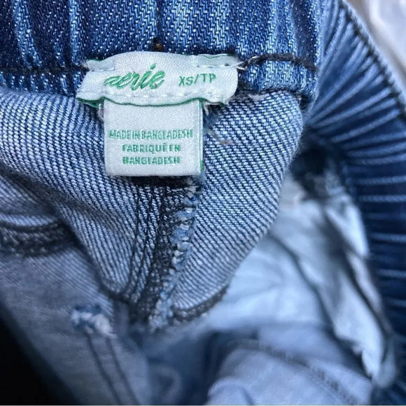 AERIE American Eagle Easy Denim Drawstring Elastic Waist Pull On Jeans XS - Picture 5 of 8